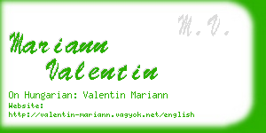 mariann valentin business card